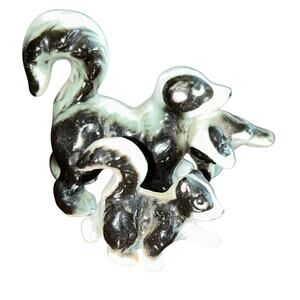 2 Vintage skunk Figurines Bone China mama and babies